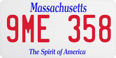 MA license plate 9ME358