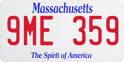 MA license plate 9ME359