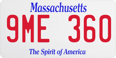 MA license plate 9ME360