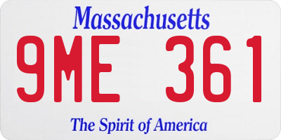 MA license plate 9ME361