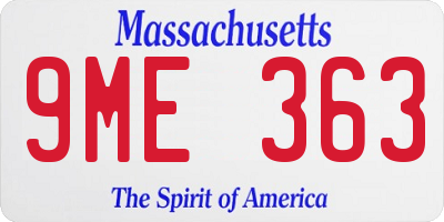 MA license plate 9ME363