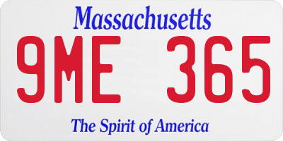 MA license plate 9ME365