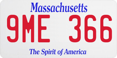 MA license plate 9ME366