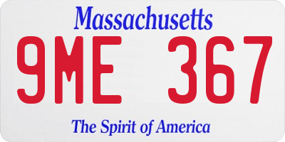 MA license plate 9ME367