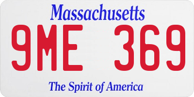 MA license plate 9ME369