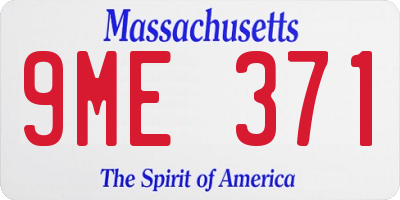 MA license plate 9ME371