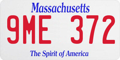 MA license plate 9ME372