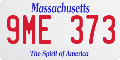 MA license plate 9ME373