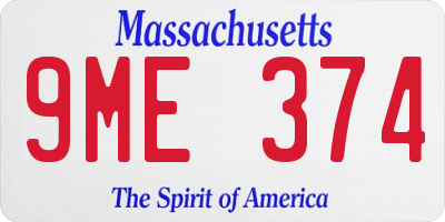 MA license plate 9ME374