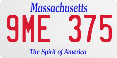 MA license plate 9ME375
