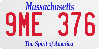 MA license plate 9ME376