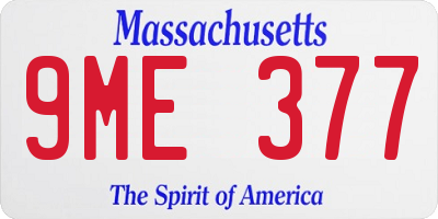 MA license plate 9ME377
