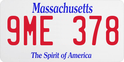 MA license plate 9ME378