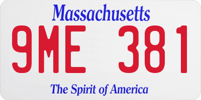 MA license plate 9ME381