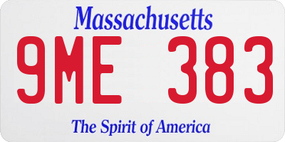 MA license plate 9ME383