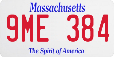 MA license plate 9ME384