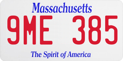 MA license plate 9ME385