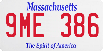 MA license plate 9ME386