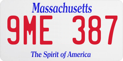 MA license plate 9ME387