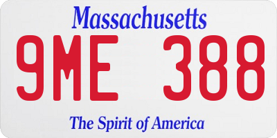 MA license plate 9ME388