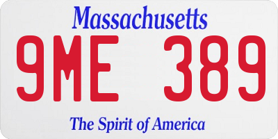 MA license plate 9ME389