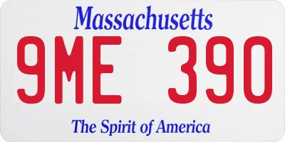 MA license plate 9ME390