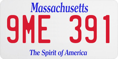 MA license plate 9ME391
