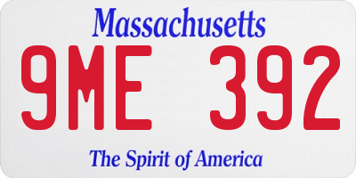 MA license plate 9ME392
