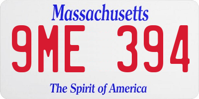 MA license plate 9ME394