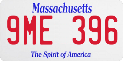MA license plate 9ME396