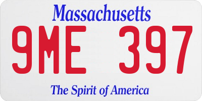 MA license plate 9ME397