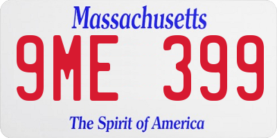 MA license plate 9ME399