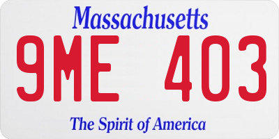 MA license plate 9ME403
