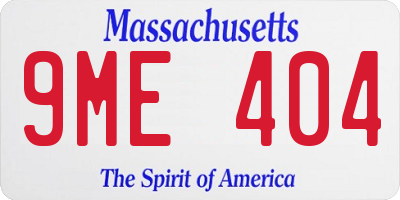 MA license plate 9ME404