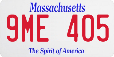 MA license plate 9ME405