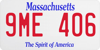 MA license plate 9ME406