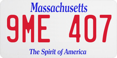 MA license plate 9ME407