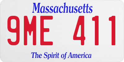 MA license plate 9ME411