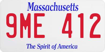 MA license plate 9ME412