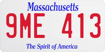 MA license plate 9ME413