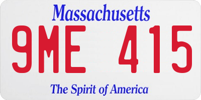 MA license plate 9ME415