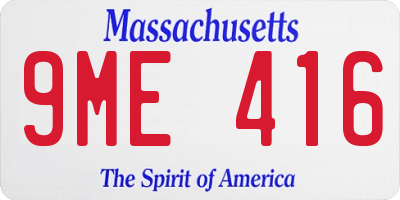 MA license plate 9ME416