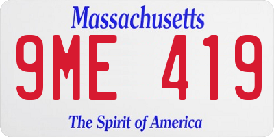 MA license plate 9ME419