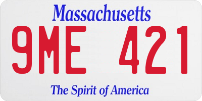MA license plate 9ME421