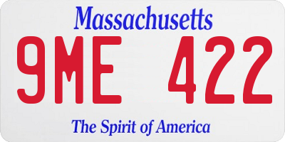 MA license plate 9ME422
