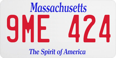 MA license plate 9ME424