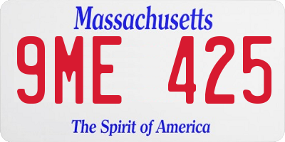 MA license plate 9ME425