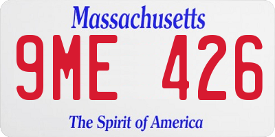 MA license plate 9ME426