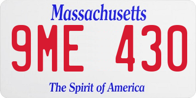 MA license plate 9ME430