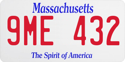 MA license plate 9ME432